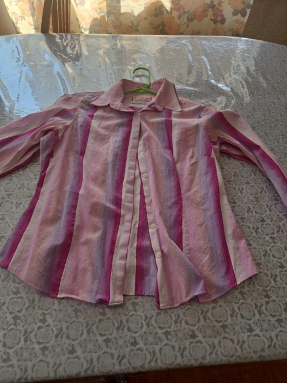 Girls Pink Striped Button-Up Shirt
